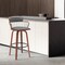 Armen Living Willow 30in Swivel Walnut Wood Bar Stool in Gray Faux Leather with Golden Bronze Metal LCWIBAWAGRY30 - alternate 8