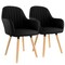 Elama 2 Piece Fabric Tufted Chair in Black with Wooden Legs ELM-793-BLK - alternate 1
