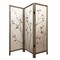Homeroots 63" Brown Fabric and Wood Folding Three Panel Screen Room Divider 342737 - alternate 1