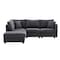 Homeroots 79" Dark Gray Fabric Modular Sleeper Sofa With Ottoman 568301 - alternate 1