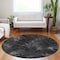 Homeroots 8' Charcoal Gray And Silver Round Geometric Washable Indoor Outdoor Area Rug 588294 - alternate 8