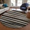 Homeroots 8' Black Brown And Ivory Round Striped Washable Indoor Outdoor Area Rug 597303 - alternate 8