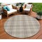 Homeroots 8' Beige Ivory And Green Round Plaid Washable Indoor Outdoor Area Rug 597077 - alternate 1