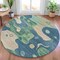 Homeroots 8' Teal Blue Ivory And Beige Round Abstract Washable Indoor Outdoor Area Rug 630611 - alternate 6