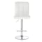 Elama 2 Piece Square Tufted Faux Leather Adjustable Bar Stool in White with Chrome Base ELM-708-WHT - alternate 10