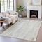 Homeroots 9' X 12' Sage And Ivory Striped Washable Indoor Outdoor Area Rug 631561 - alternate 9