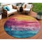 Homeroots 8' Merlot And Blush Round Abstract Washable Indoor Outdoor Area Rug 610945 - alternate 1