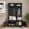 Flash Furniture Fraser 40" Wide Hall Tree with Double Door Storage Bench, Coat Rack with 4 Black Double Hooks, and 2 Upper Storage Cubbies in Black NAN-FY-HY-HT04-BLK-GG - alternate 9