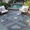 Homeroots 8' Pewter Charcoal And Sky Blue Round Tribal Washable Indoor Outdoor Area Rug 598150 - alternate 8