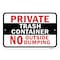 Signmission Private Trash Container No Outside Dumping, Heavy-Gauge Aluminum, 18" x 24", A-1824-24816 A-1824-24816 - alternate 3