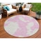 Homeroots 8' Pink And Ivory Round Abstract Washable Indoor Outdoor Area Rug 614559 - alternate 1
