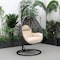 Leisuremod Charcoal Wicker Hanging Egg Swing Chair with Beige Cushions ESCCH-40BG - alternate 8