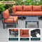 Leisuremod Chelsea 7-Piece Patio Sectional And Coffee Table Set Black Aluminum With Orange Cushions CSTBL-7OR - alternate 10