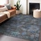 Homeroots 10' X 14' Teal Blue And Charcoal Floral Washable Indoor Outdoor Area Rug 604167 - alternate 9