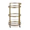 Homeroots Brass Steel And Glass Round Rolling Bar Cart 530458 - alternate 9