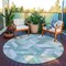 Homeroots 8' Teal Blue Round Geometric Washable Indoor Outdoor Area Rug 608072 - alternate 8