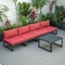 Leisuremod Chelsea 5-Piece Middle Patio Chairs and Coffee Table Set Black Aluminum With Red Cushions CSTBL-4R - alternate 9