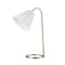 Jonathan Y Callie 22" Modern Glam Metal Arc Adjustable Head LED Table Lamp with Pleated Shade, Brass Gold/White JYL1147A - alternate 9