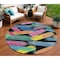 Homeroots 8' Black Pink And Yellow Round Striped Washable Indoor Outdoor Area Rug 618042 - alternate 8