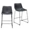 Homeroots Set of Two 24" Black Faux Leather and Steel Counter Height Bar Chairs, 2PK 555738 - alternate 1