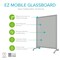 Ghent EZ Mobile Glassboard, Aluminum Frame, Non-Magnetic, 75"H x 62"W, Gray EZ1NA7562GY - alternate 2