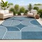 Jonathan Y Nordby High-Low Geometric Arch Scandi Striped Navy/Cream 8 ft. x 10 ft. Indoor/Outdoor Area Rug SCN104A-8 - alternate 1