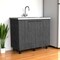 Homeroots 35" X 39" Gray And Silver Stainless Steel and Wood Utility Cabinet With Sink 553692 - alternate 1