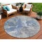 Homeroots 8' Denim Blue And Linen Round Abstract Washable Indoor Outdoor Area Rug 615598 - alternate 1