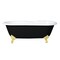 Kingston Brass 66" Cast Iron Oval Double Ended Clawfoot Tub, 7" Faucet Drillings, Black/White/Polished Brass VBT7D663013NB2 - alternate 1