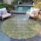Homeroots 8' Olive Green Round Oriental Washable Indoor Outdoor Area Rug 607568 - alternate 9