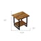 Homeroots 24" Brown And Black Solid Wood And Iron Square Frame End Table With Shelf 379800 - alternate 5