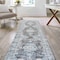 Jonathan Y Bausch Bohemian Distressed Chenille Non-Slip Machine-Washable Dark Gray/Blue 2ft x 8ft Runner Rug WSH201D-28 - alternate 8