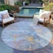 Homeroots 8' Granite Gray Round Abstract Washable Indoor Outdoor Area Rug 607790 - alternate 9