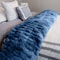 Lavish Home Oversized Faux Fur Blanket 60x80-Inch Ruched Polyester Fur Blanket Queen Blanket for Bed, Blue HT-THROW1-BLU - alternate 7