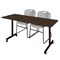Regency Kobe Mobile T-Base Training Table W/ 2 Zeng Stack Chairs, 60 in W, 24 in L, Neo Walnut MKTRCC6024NW44GY - alternate 1