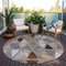 Homeroots 8' Brown Beige And Khaki Round Geometric Washable Indoor Outdoor Area Rug 583018 - alternate 9