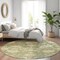 Homeroots 8' Artichoke Green Ivory And Tan Round Floral Washable Indoor Outdoor Area Rug 605183 - alternate 8