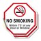 Signmission No Smoking Within 75' Of Any Door o, 4 inch X 4 inch, Vinyl Decal, 2PK OC-D-2PACK-4-89 - alternate 1