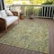 Homeroots 8' X 10' Artichoke Green Gray And Tan Damask Washable Indoor Outdoor Area Rug 603302 - alternate 8