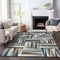 Homeroots 10' X 14' Navy Blue Brown And Beige Geometric Washable Indoor Outdoor Area Rug 598285 - alternate 9