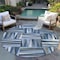 Homeroots 8' Denim Blue Gray And Ivory Round Geometric Washable Indoor Outdoor Area Rug 598252 - alternate 7