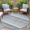 Homeroots 8' Navy Blue And Beige Round Striped Washable Indoor Outdoor Area Rug 632229 - alternate 6