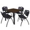Regency Square Kee Breakroom Table W/ 4 M Stack Chairs, 42 in W, 42 in L, Neo Walnut TB4242NWBPBK47BK - alternate 1