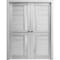 Sartodoors Sliding French Dbl Pocket Doors 64 x 96in, Light Grey Oak W/ Frosted Glass, Kit Trims Rail Hardware VEREGIO7288DP-OAK-6496 - alternate 1