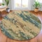 Homeroots 8' Teal Blue And Beige Round Abstract Washable Indoor Outdoor Area Rug 630941 - alternate 6