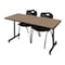 Regency Kobe T-Base Training Seminar Table W/ 2 M Stack Chairs, 72 in W, 30 in L, Noble Oak MKTRCT7230NO47BK - alternate 1