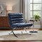 Homeroots 29" Blue and Silver Tufted Leather and Upholstered Folding Lounge Chair 668904 - alternate 7