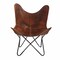 Homeroots 30" Brown and Black Genuine Leather Butterfly Chair 548254 - alternate 9