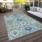 Homeroots 9' X 12' Sky Blue Ivory And Gold Damask Washable Indoor Outdoor Area Rug 599452 - alternate 9