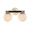 Jonathan Y Modernist Globe 15.25" 2-Light Metal/Frosted Glass Modern Contemporary LED Vanity, Brass Gold/Black JYL3541A - alternate 1